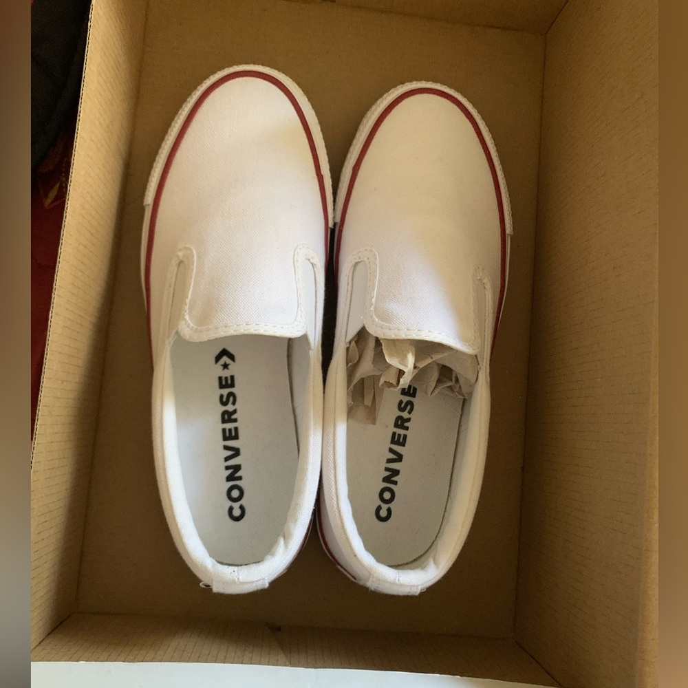 White Converse Slip ons